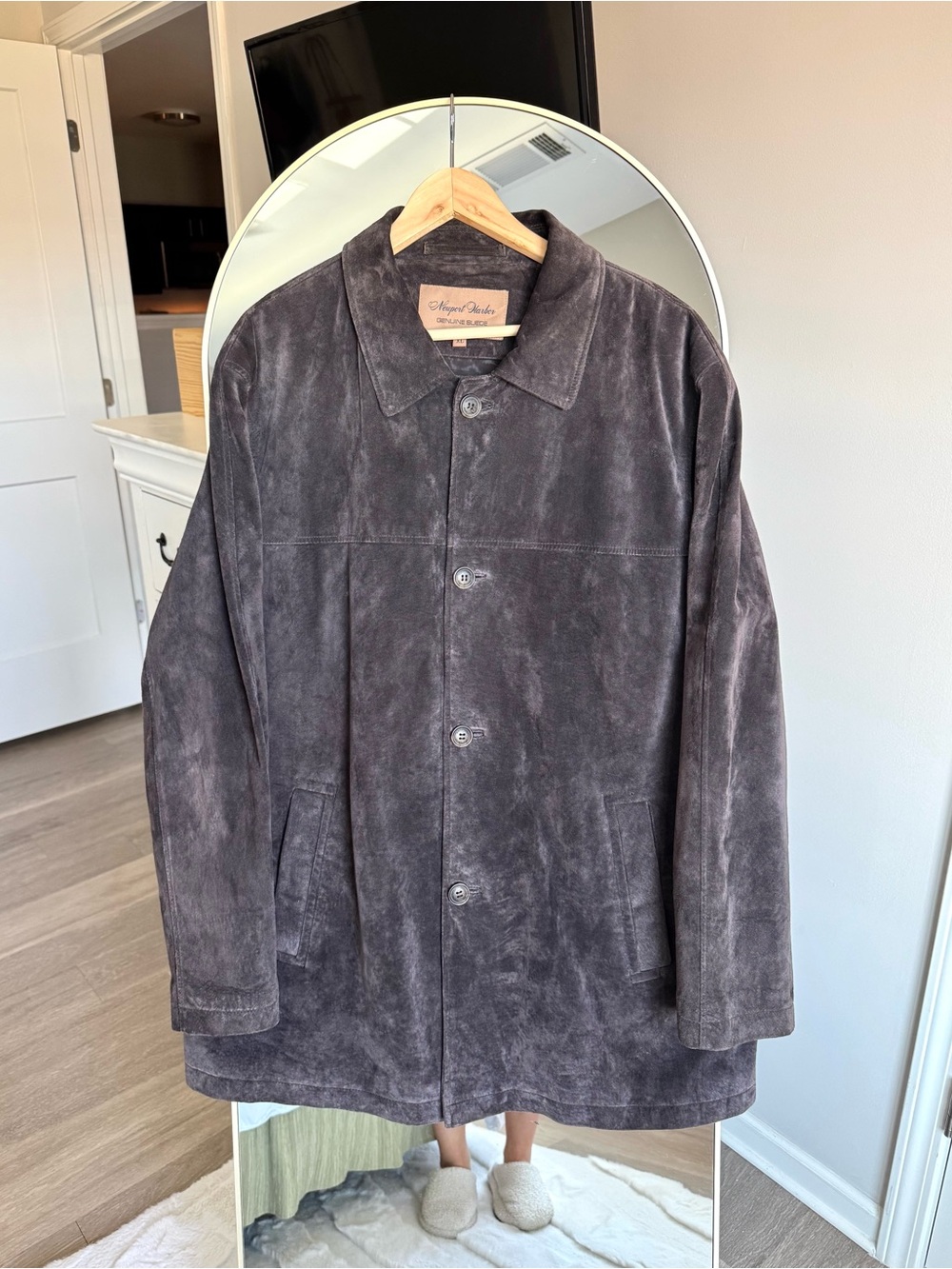Vintage Newport Harbor Genuine Suede Car Coat in Brown